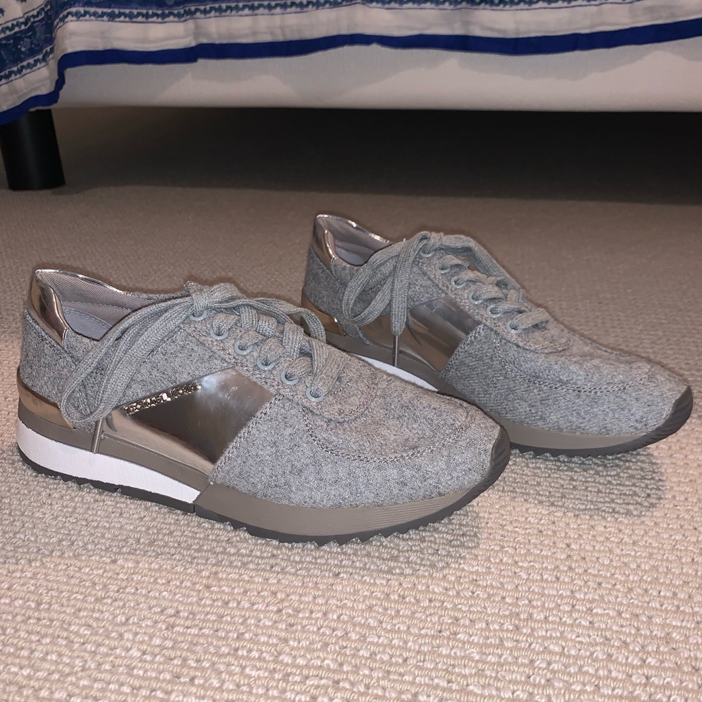 Michael Kors Grey Fabric Sneakers W Silver Detail